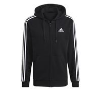 adidas Sportswear Mens Essentials Fleece 3-Stripes Full-Zip Hoodie - Black Cotton - Size X-Large