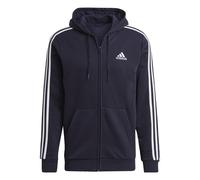 adidas Sportswear Mens Essentials Fleece 3-Stripes Full-Zip Hoodie - Blue Cotton - Size Medium