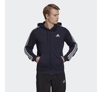 adidas Sportswear Mens Essentials French Terry 3-Stripes Full-Zip Hoodie - Navy Cotton - Size Medium
