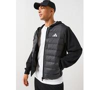 adidas Sportswear Mens Essentials Hybrid Down Hooded Jacket, Black, Size S, Men Black