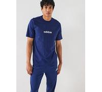 adidas Sportswear Mens Essentials Linear Single Jersey T-Shirt - Blue, Dark Blue/White, Size L, Men Dark Blue/White