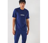 adidas Men's Essentials Linear Single Jersey TEE, Dark Blue/White, XS