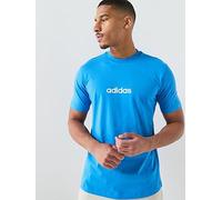 adidas Essentials Linear Single Jersey Short Sleeve T-Shirt Blue White - S