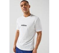 adidas Men's Essentials Linear Single Jersey TEE, White/Black, L