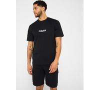 adidas Sportswear Men's Essentials Linear Single Tee, Black/White, Size S, Men Black/White