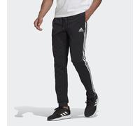 adidas Sportswear Mens Essentials Single Jersey Tapered Open Hem 3-Stripes Pants - Black Cotton - Size X-Large