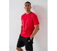 adidas Men's Essentials Small Logo Single Jersey TEE, Pure Ruby/Black, M
