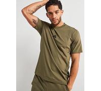 adidas Men's Essentials Small Logo Single Jersey TEE, Olive strata/Black, L