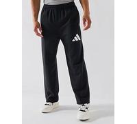 adidas Men's Essentials Wide Leg Three BAR Pant, Black/White, L
