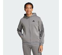 ADIDAS Sportswear Mens Future Icons 3-Stripes Full Zip Hoodie - Grey Cotton - Size Medium