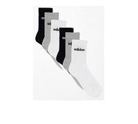 adidas Unisex LINEAR CREW SOCKS CUSHIONED SOCKS 6 PAIR PACK, Medium Grey Heather/White/Black, 2.5-4