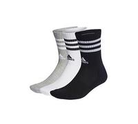 adidas Sportswear Unisex 3 Pack Cushioned 3 Stripe Crew Socks - White/Grey, Grey Heather/White/Black/White, Size S Grey Heather/White/Black/White