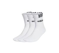 adidas Linear 3 Stripe Cushioned Half Crew Sock Mens 7-11 White/Black
