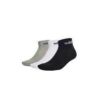 adidas Unisex Linear Ankle Cushioned Socks 3 Pairs, Medium Grey Heather/White/Black, 10.5-12.5