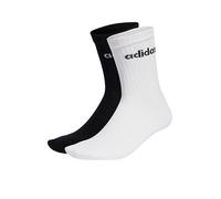 adidas Sportswear Unisex 3 Pack Cushioned Linear Crew Socks, Grey Heather/White/Black, Size M, Men Grey Heather/White/Black