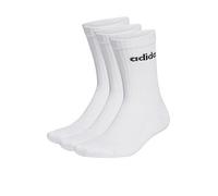 adidas Sportswear Unisex 3 Pack Cushioned Linear Crew Socks, White, Size M, Men White