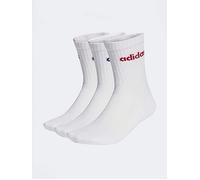 adidas Unisex Linear Crew Cushioned Socks 3 Pairs, white/dark blue/active maroon/olive strata, 2.5-4