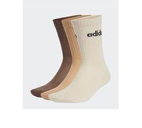 adidas Sportswear Unisex Cushioned Linear Crew Socks - 3 Pack - Off White, Wonder White/Beige/Strata, Size Xs, Men Wonder White/Beige/Strata