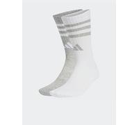 adidas Sportswear Womens 3 Stripe Lurex Crew Socks - 2 Pack - White/grey, White/Mgh Solid Grey, Size S, Men White/Mgh Solid Grey