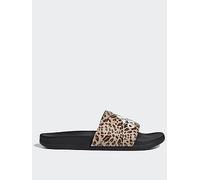 adidas Sportswear Women's Adilette Comfort Leopard Slides, Core Black/Off Whi/Magic Beige, Size 4, Women Core Black/Off Whi/Magic Beige