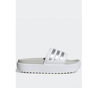 adidas Sportswear Women's Adilette Platform Sliders - White/Silver, Ftwr White/Zero Met./Grey One, Size 6, Women Ftwr White/Zero Met./Grey One