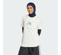 ADIDAS Sportswear Womens Codes Doodle Surf Graphic Tee - Off-White Cotton - Size Medium