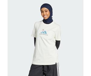 ADIDAS Sportswear Womens Codes Doodle Surf Graphic Tee - Off-White Cotton - Size X-Small