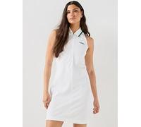 adidas Women's Seasonal Essentials Colorpop Dress with Embroidered Graphic, White/Collegiate Green, L