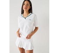 adidas Women's Seasonal Essentials Colorpop Polo with Embroidered Graphic, White/Collegiate Green, XS
