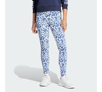 ADIDAS Sportswear Womens Essentials 3-Stripes Animal Print Leggings - White/Blue Cotton - Size Medium