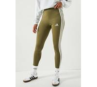 adidas Women's ESSENTIALS 3-STRIPES COTTON LEGGINGS, olive strata/white, L