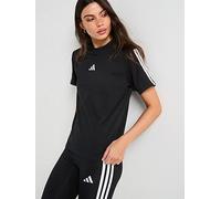 adidas Sportswear Women's Essentials 3-Stripes Cotton T-Shirt - Black, Black/White, Size M, Women Black/White
