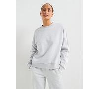 adidas Sportswear Womens Essentials 3-Stripes Fleece Sweatshirt - Grey, Light Grey Heather/White, Size M, Women Light Grey Heather/White