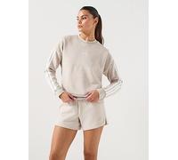 adidas Women's ESSENTIALS 3-STRIPES FLEECE SWEATSHIRT, wonder alumina/white, L