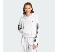 ADIDAS Sportswear Womens Essentials 3-Stripes French Terry Quarter-Zip Hoodie - White & Black - Size 2XS