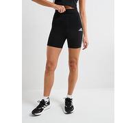 adidas Sportswear Women's Essentials 3-Stripes High Waisted Shorts - Black/White, Black/White, Size S, Women Black/White