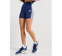 adidas Sportswear Women's Essentials 3-Stripes High Waisted Shorts - Dark Blue/White, Dark Blue/White, Size Xs, Women Dark Blue/White
