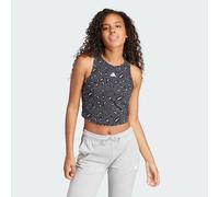 adidas Sportswear Womens Essentials Animal-Print Crop Tank Top - Grey Cotton - Size X-Large