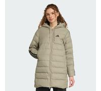 adidas Sportswear Womens Essentials CLIMAWARM 3-Stripes Light Down Hooded Parka - Grey - Size Small