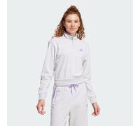 adidas Sportswear Womens Essentials Color Pop French Terry Crop Quarter-Zip Track Jacket - Grey - Size X-Small
