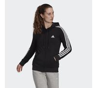 ADIDAS Sportswear Womens Essentials Fleece 3-Stripes Full-Zip Hoodie - Black Cotton - Size Medium