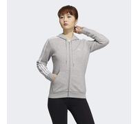 ADIDAS Sportswear Womens Essentials Fleece 3-Stripes Full-Zip Hoodie - Light Grey Cotton - Size Medium