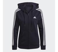 adidas Sportswear Womens Essentials French Terry 3-Stripes Full-Zip Hoodie - Navy Cotton - Size Large
