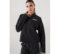 adidas Sportswear Women's Essentials Linear Fleece Polo Sweatshirt, Black, Size L, Women Black