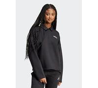 adidas Women's ESSENTIALS LINEAR FLEECE POLO SWEATSHIRT, black/white, S