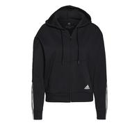 ADIDAS Sportswear Womens Essentials Loose-Cut 3-Stripes Full-Zip Hoodie - Black Cotton - Size X-Small