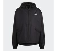 adidas Sportswear Womens Essentials Oversize Logo Windbreaker - Black/White Recycled Material - Size Small