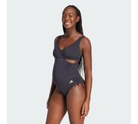 ADIDAS Sportswear Womens Iconisea Maternity U-Back Swimsuit - Black/White Recycled Material - Size Small