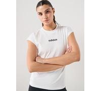 adidas Women's Essentials Linear Cotton T-Shirt, White/Black, L