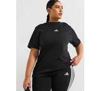 adidas Women's Essentials 3-Stripes Cotton T-Shirt (Plus Size), Black/White, XL Plus